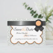 Orange & Gray Damask Speichern Sie die Ankündigung (Stehend Vorderseite)