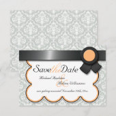 Orange & Gray Damask Speichern Sie die Ankündigung (Vorne/Hinten)