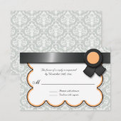 Orange & Gray Damask Wedding Reply / RSVP Cards Karte (Vorne/Hinten)