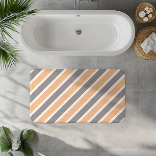 Orange Gray Diagonal Stripes Badematte