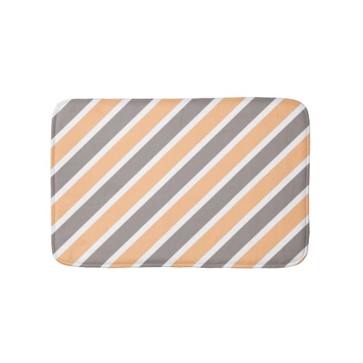 Orange Gray Diagonal Stripes Badematte (Vorderseite)