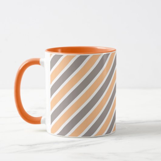 Orange Gray Diagonal Stripes Tasse (Links)
