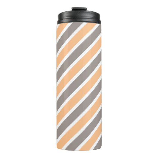 Orange Gray Diagonal Stripes Thermosbecher (Vorderseite)