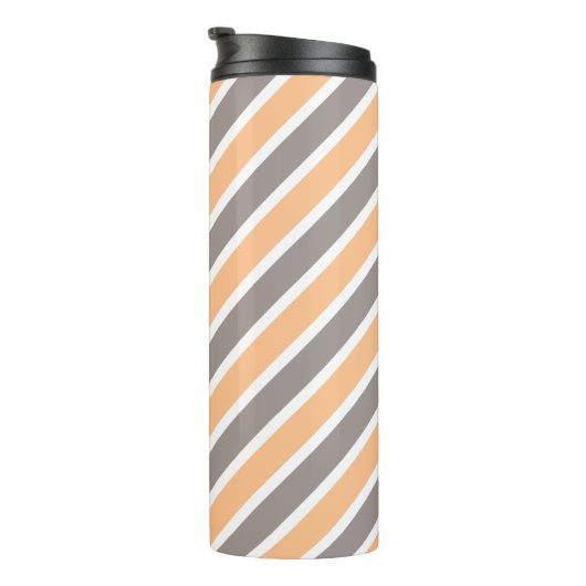 Orange Gray Diagonal Stripes Thermosbecher (Nach rechts gedreht)