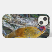 Orange Gray Fluffy Rooster, iPhone Hülle (Rückseite (Horizontal))