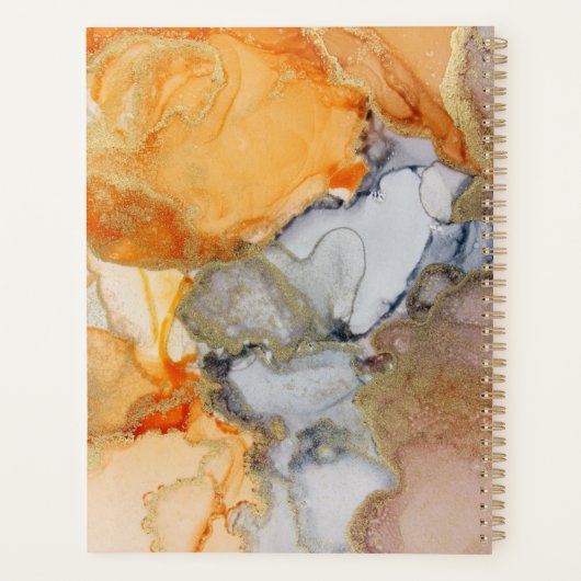 Orange Gray Gold als Abstrakter Planner Planer (Rückseite)
