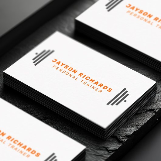 Orange/Gray Gym Barbell Symbol Personal Trainer Visitenkarte