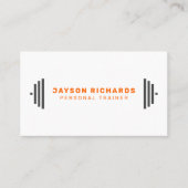 Orange/Gray Gym Barbell Symbol Personal Trainer Visitenkarte (Vorderseite)