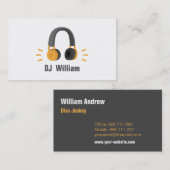 Orange Gray Headphones DJ Disk Jockey Visitenkarte (Vorne/Hinten)