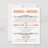 Orange & Gray Hochzeitsempfang NUR Einladungen (Vorderseite)