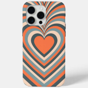 Orange Gray Hypnotic Heart Liebe Pattern Case-Mate iPhone Hülle