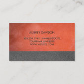 Orange Gray Leather Visitenkarte (Rückseite)