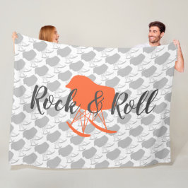 Orange Gray Mitte des Jahrhunderts Rocking Chair M Fleecedecke