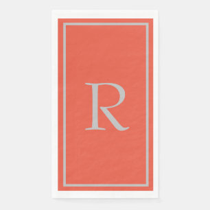 Orange Gray Monogram Initial Individuelle Name Col Serviette