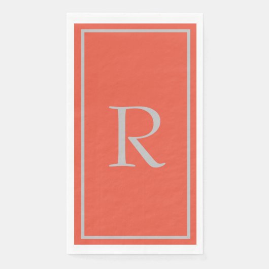 Orange Gray Monogram Initial Individuelle Name Col Serviette (Vorderseite)
