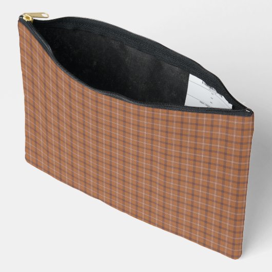 Orange Gray Plaid Classic Pattern Retro Zubehörtasche (Offen)