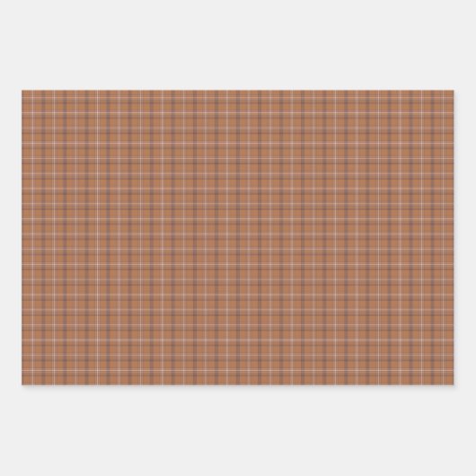 Orange Gray Plaid Classic Pattern Rustic Geschenkpapier Set (Vorderseite 2)
