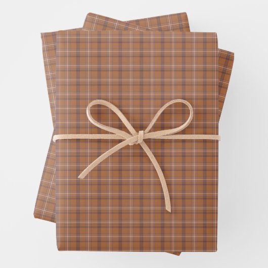 Orange Gray Plaid Classic Pattern Rustic Geschenkpapier Set (Beispiel)