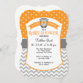 Orange Gray Polka Dot Zickzack Baby Dusche Einladu Einladung (Vorne/Hinten)