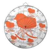 Orange & Gray Silhouette Mitte des 20. Jahrhundert Dartscheibe (vorne)