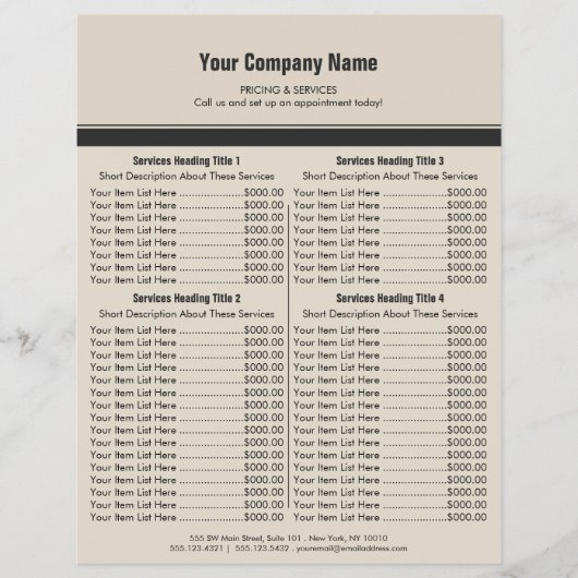 Orange Gray Simple Border Price List 4 Flyer (Vorne)