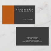 Orange Gray Simple Schlicht Business Card Visitenkarte (Vorne/Hinten)