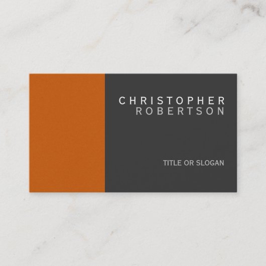 Orange Gray Simple Schlicht Business Card Visitenkarte (Vorderseite)
