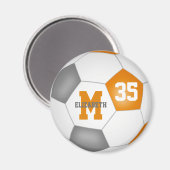 orange gray soccer team colors girls boys magnet (Vorderseite/Rückseite)