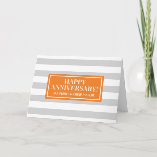 Orange Gray Stripes Anniversary Card Karte (Vorderseite)