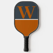Orange & Gray Uni Monogram Pickleball Paddle (Rückseite)