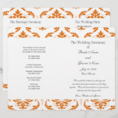 Orange Gray Vintag Damask Wedding Program (Vorne/Hinten)