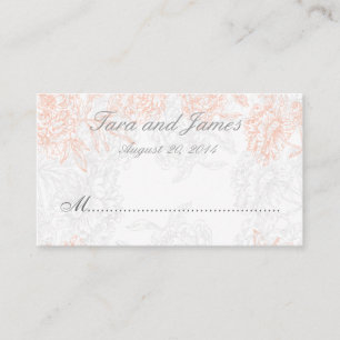 Orange Gray Vintag Floral Wedding Platzkarte