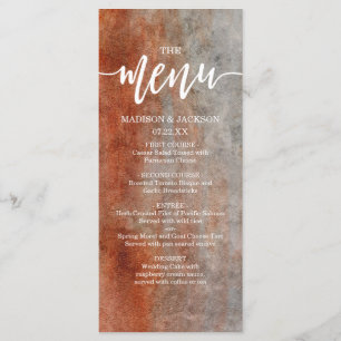 Orange & Gray Watercolor Hochzeitsmenü im Herbst Menükarte