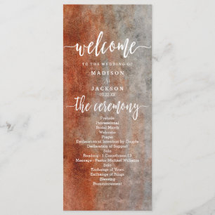 Orange Gray Watercolor Hochzeitsprogramm für Herbs Programm