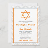 Orange Gray White Traditional Bar Mitzvah Einladung (Vorderseite)