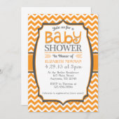 Orange Gray Zickzack Baby Dusche Einladung (Vorne/Hinten)
