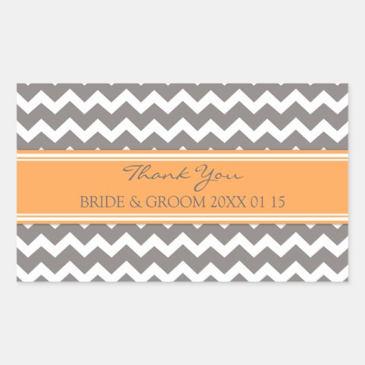 Orange Gray Zickzack Vielen Dank Gastgeschenk Hoch Rechteckiger Aufkleber (Vorderseite)