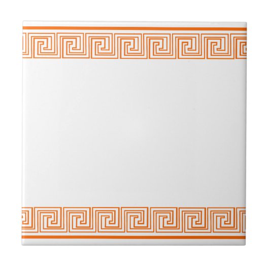 Orange Grecian Frieze Pattern Fliese (Vorderseite)