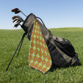 Orange, green and blue patterned golfhandtuch (Gras)