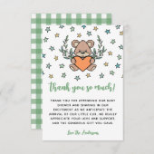 Orange Green Bear Themed Baby Dusche Vielen Dank Dankeskarte (Vorne/Hinten)