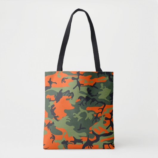 Orange, Green, Black Camouflage Camouflage Tasche (Vorderseite)