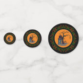 Orange Green Black Cats Grabstein Tree Halloween Konfetti (Rückseiten)