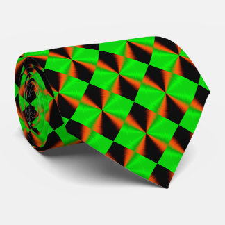 Orange Green Black Diamond Muster Krawatte