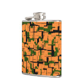 Orange Green Black Digital Camouflage Pattern Flachmann (Links)