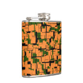 Orange Green Black Digital Camouflage Pattern Flachmann (Rechts)