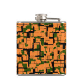Orange Green Black Digital Camouflage Pattern Flachmann (Rückseite)
