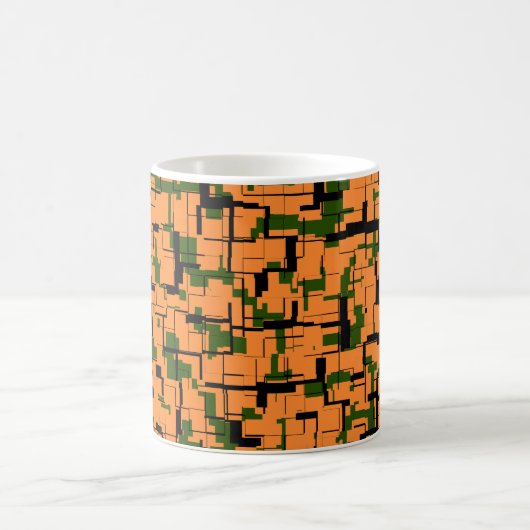 Orange Green Black Digital Camouflage Pattern Kaffeetasse (Mittel)