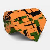 Orange Green Black Digital Camouflage Pattern Krawatte (Gerollt)