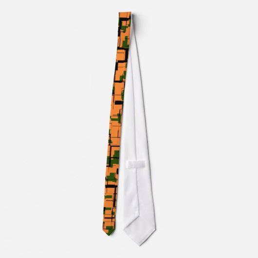 Orange Green Black Digital Camouflage Pattern Krawatte (Rückseite)