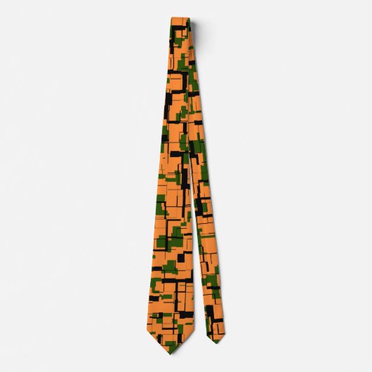 Orange Green Black Digital Camouflage Pattern Krawatte (Vorderseite)